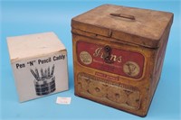 (2) Vintage Advertising - Pen Holder & Ivins Biscu