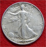 1937 S Walking Liberty Silver Half Dollar