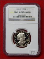 1981 S Susan B Anthony Dollar T2 NGC PF69 Ultra