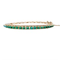 2.5 CT Turquoise Bangle Bracelet 14k Gold