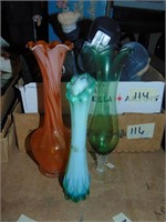 (3) Art Glass Vases