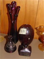 Lot of Amethyst Art Glass including: Swung Vase