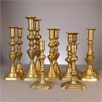Assorted pairs 18th/19th C. Brass Candlesticks