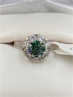 1.00 Carat Blue-Green Diamond Moissanite 925 Ring