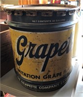 10 gal. metal can Grapette imitation grape flavor