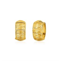 14k Gold Diamond Cut Hoop Design Earrings
