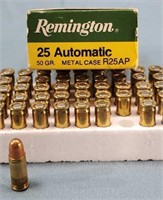Box of 50 Remington 25 Auto 50gr MC Ammunition