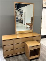 Modern Dresser w/ Side Table and Mirror