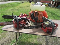 Group of 3 Chainsaw and gas powered leaf blower