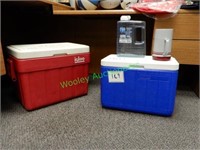Two Coolers with Handles and Two Drink Containers