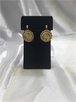 2 Isle of Man Crowns with Image of Cats Earrings
