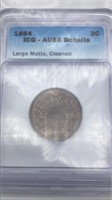 1864 2-cent AU58 Details