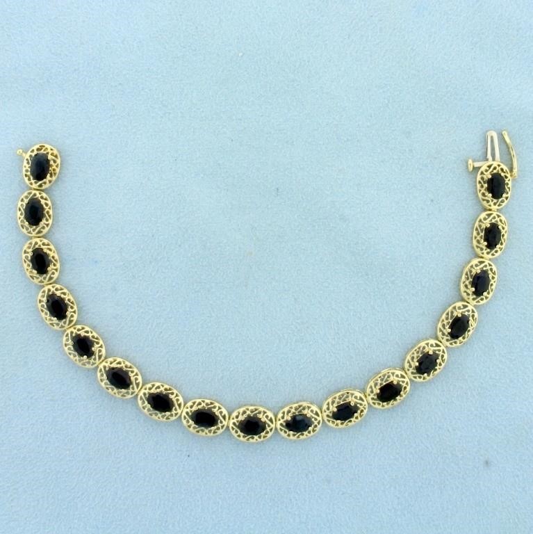 Vintage Filigree 8.5ct TW Sapphire Line Bracelet i