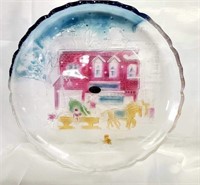 Crystal Clear 14 Inch Round Platter Hand Painted