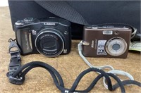 2 digital cameras with bag & accessories