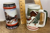 2 Budweiser holiday steins