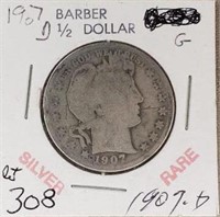1907D  Barber Half Dollar Good