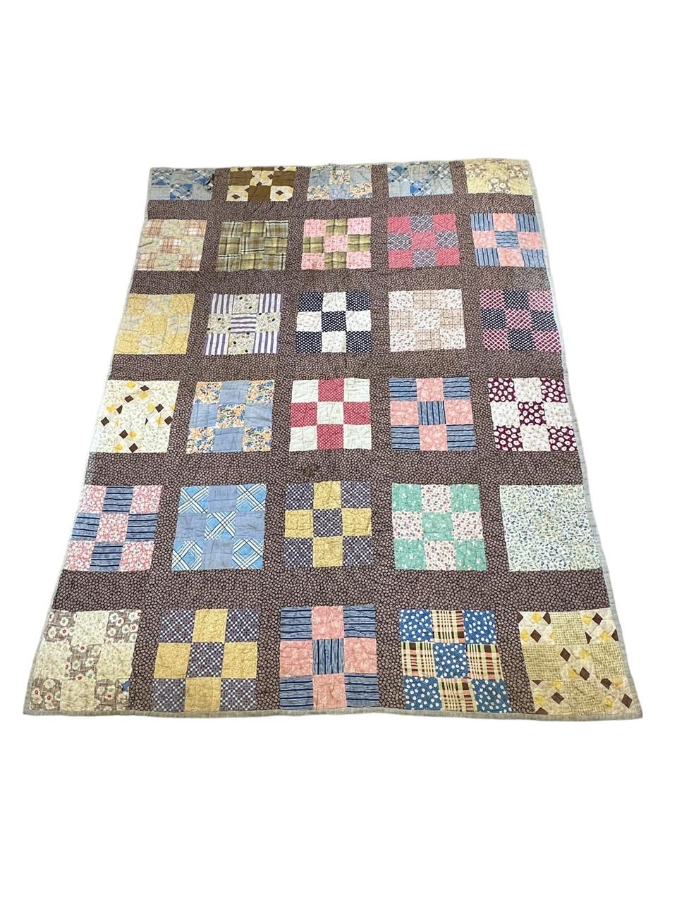 Antique Handmade Quilt w/ a 9 Square Pattern