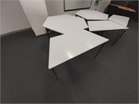 7 Timber Top White Trapezoid Students Desks