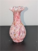 Art Glass Vase Hand Painted Swirl Design