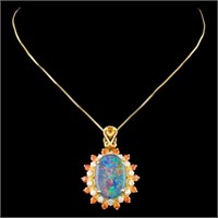 2.50ct Opal Pendant with 0.35ctw Diamonds 14K Gold