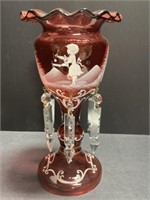 Mary Gregory Cranberry Glass Luster Vase