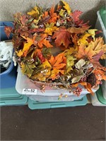 2 totes and a wreath of fall decor, Halloween and