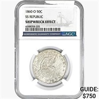 1860-O Seated Lib. 50C NGC Shipwreck Effect SS