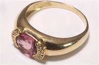 18ct Gold, Tourmaline and Diamond Ring,