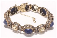 Early 20th Century Lapis, Citrine and Gilt Silver