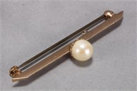 9ct Gold Pearl Brooch,