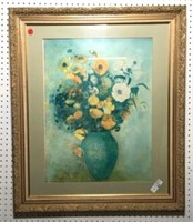 "Bouquet of Flowers in Green Vase" Framed Print
