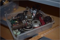 Lot of Vintage Fishing Reels in Clear Drawer