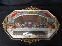 Religious Last Supper Framed with Convex Glass