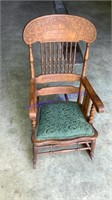 Antique oak pressed back rocker