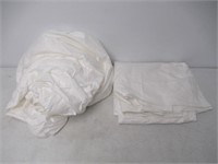 2-Pc White Cotton Queen Flat & Fitted Sheets,