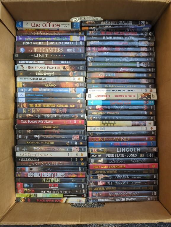 Banana box of DVDs