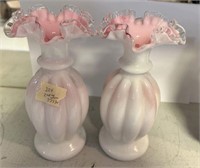 Pair of Fenton White Vases