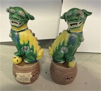 Pair of Vintage Chinese Yellow and Blue Green Cera