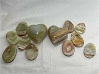 Carved Onyx heart and worry stones