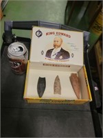 Cigar Box w/ 3 Arrowheads