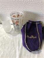 Frosted glass tall cups & Crown royale bag