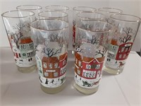 (10) Libbey Christmas/Holiday Winter Village