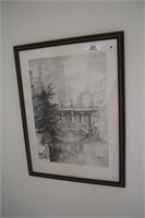 19"X25" FRAMED PICTURE "THE BRIDGE" -