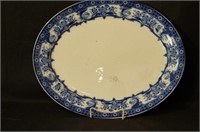 English ironstone oval platter Flo Blue 17"
