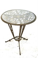 Brass table - leaf pattern  top with glass top