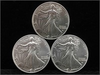 3 Silver Eagle 1ozt .999 Fine Rounds - 2021 BU