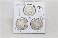 1908/14/14D Barber Dimes