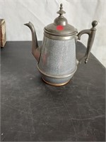 6x10in enamel &pewter tea pot