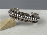 Sterling Silver Navajo Ribbon Melon Cuff Bracelet
